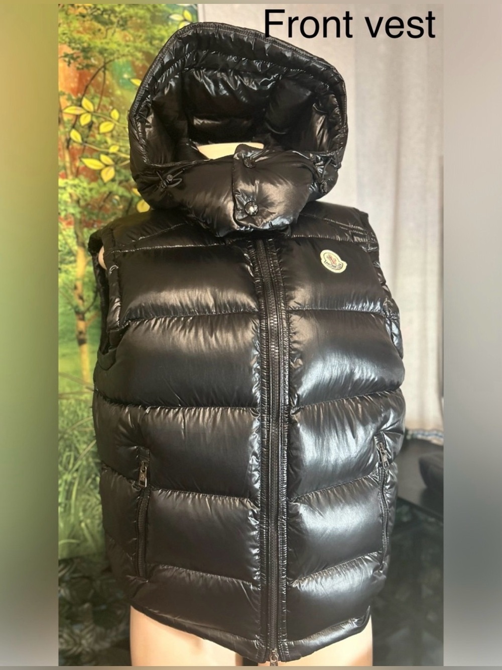 Moncler Bormes Authentic Shiny Black Puffer Hooded Vest | Size: 2 (SOLD) - Picture 2 of 15